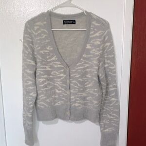 Abercrombie & Fitch Cream and Gray Women's Cardigan